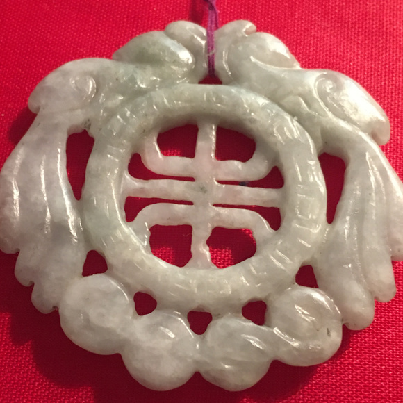 Large Hand Carved Jade Pendant - Picture 2 of 2